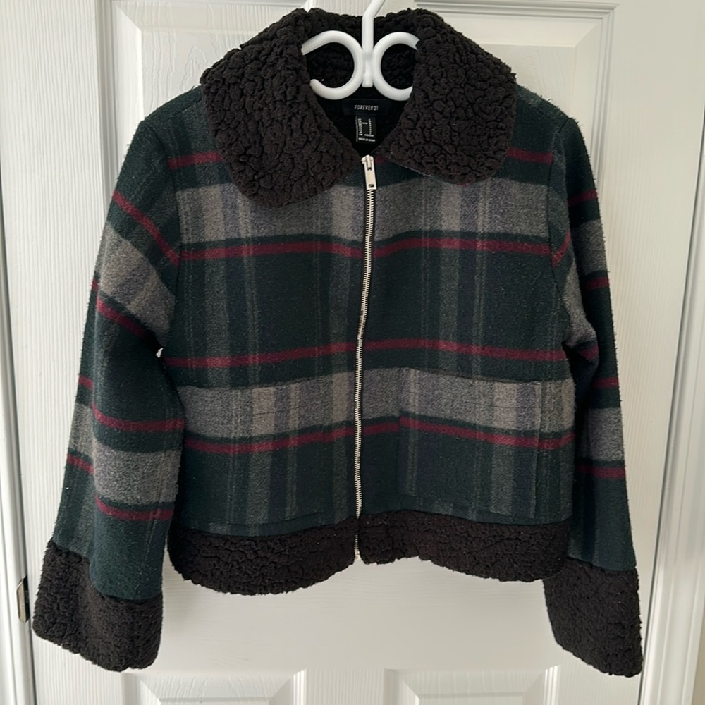 Short Teddy Plaid Jacket